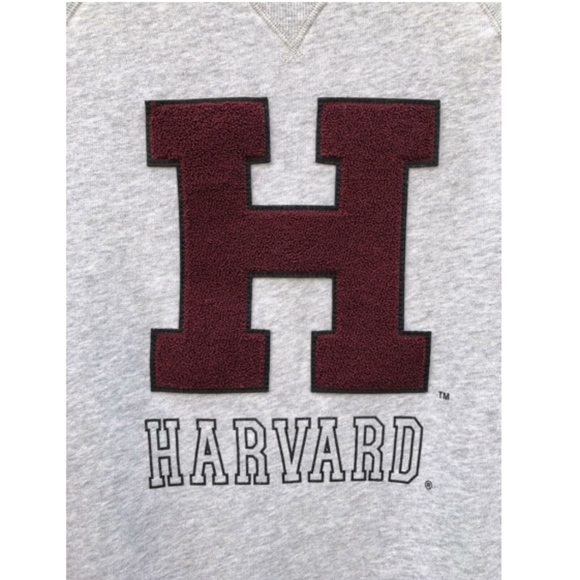 NWT Harvard University Terrycloth Big H logo Gray Cotton Sweatshirt Unisex S - Picture 3 of 4